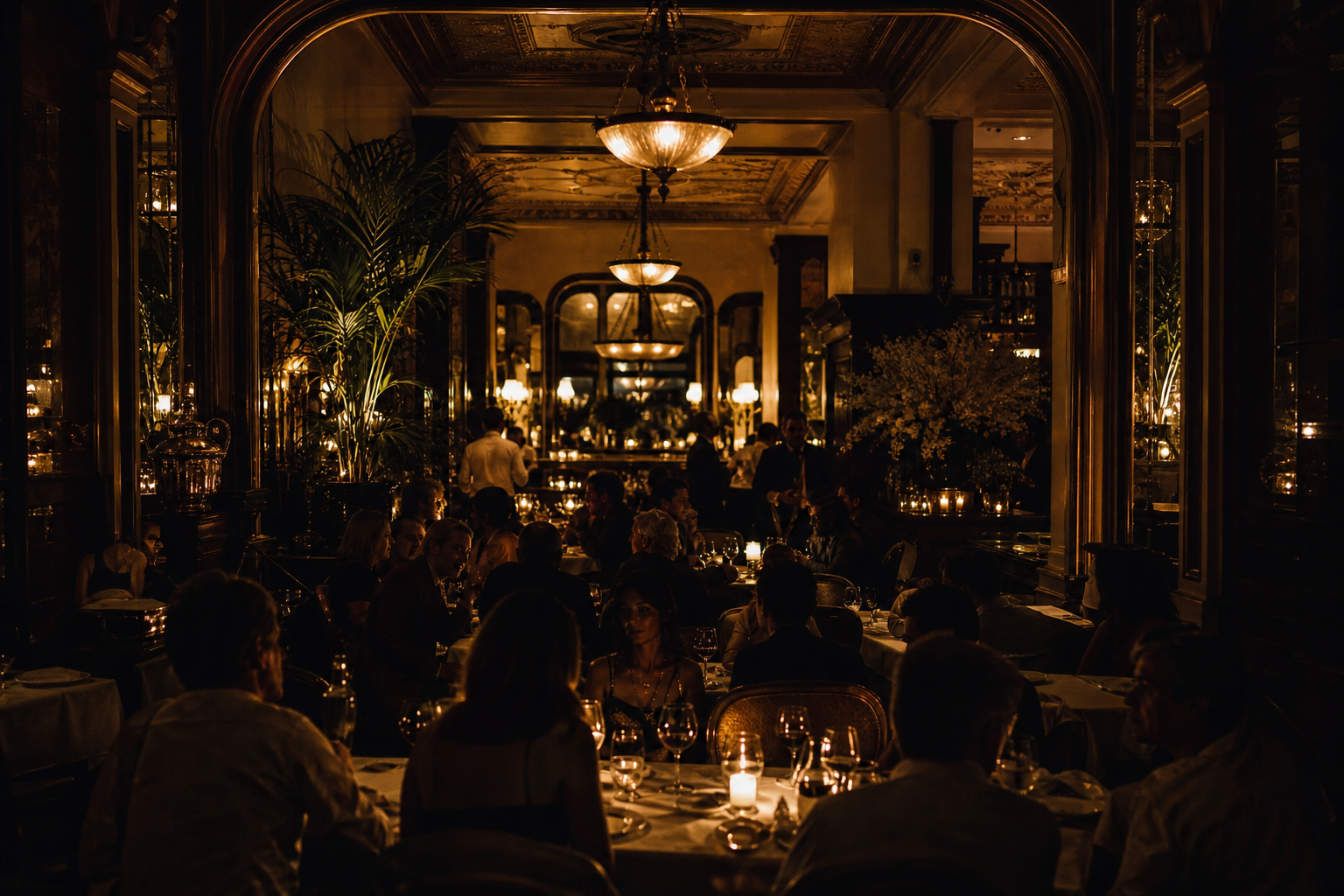 Hospitality dining room at night